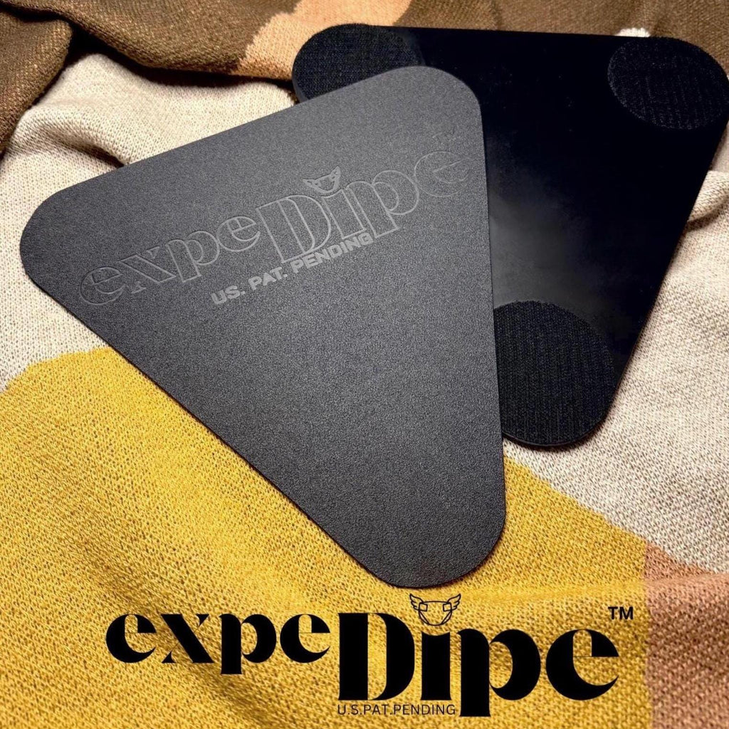 Two expeDipe's (Front and Back) featured on a fabric blanket.